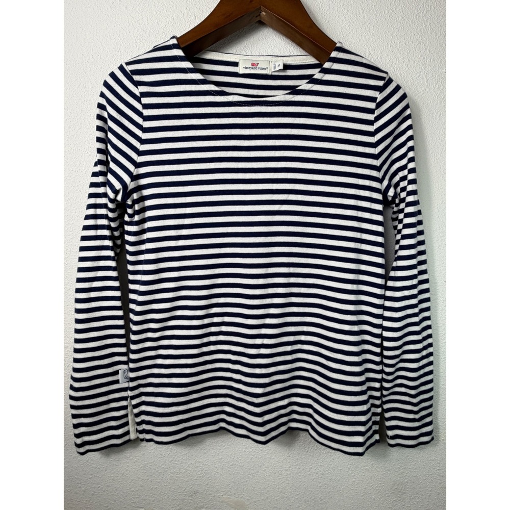 Vineyard Vines Womens Shirt Navy White XS Striped Long Sleeve Cotton 2K1265